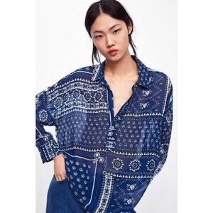 ZARA Patchwork Print Bohemian Flowy Blouse